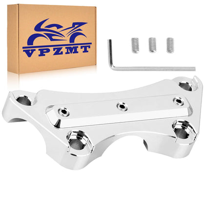 VPZMT front view of chrome top clamp riser showing fit and durability