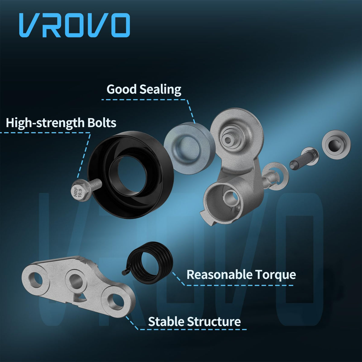 VROVO serpentine belt included with kit showing long-life warranty benefit