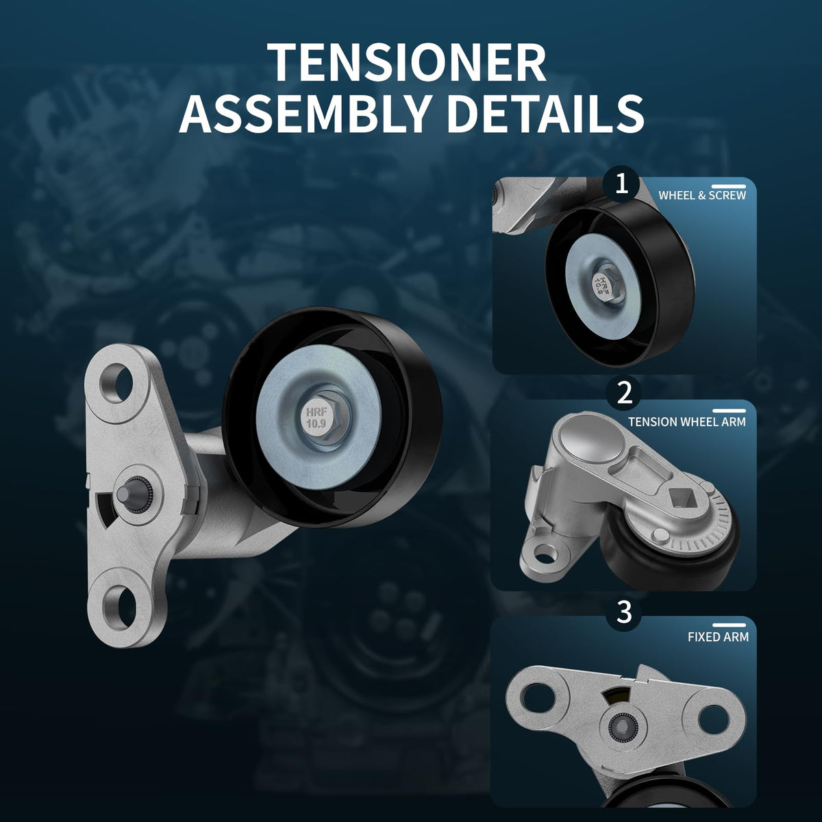VROVO tensioner installed on engine demonstrating easier replacement benefit