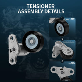 VROVO tensioner installed on engine demonstrating easier replacement benefit