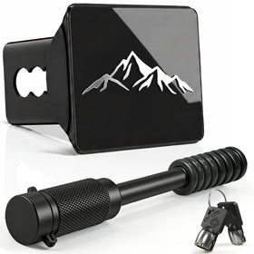 Vrxsond front view mountain range hitch cover showing stylish finish and curb appeal