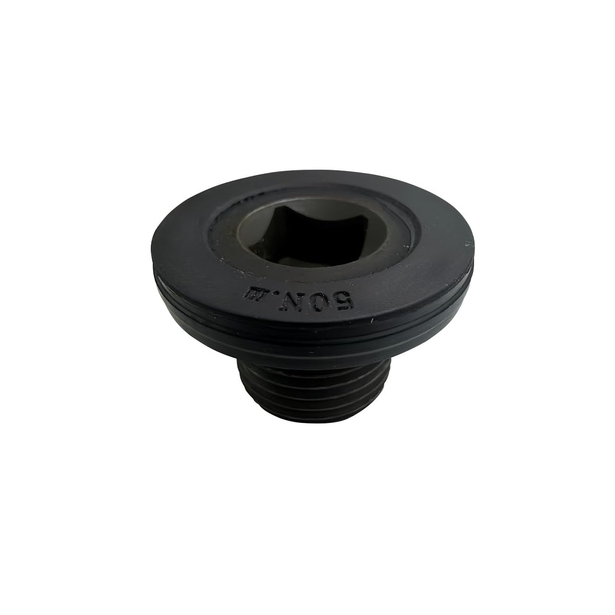 Vrytos drain plug installed on oil pan demonstrating leak-free seal and fitment on Cummins engine