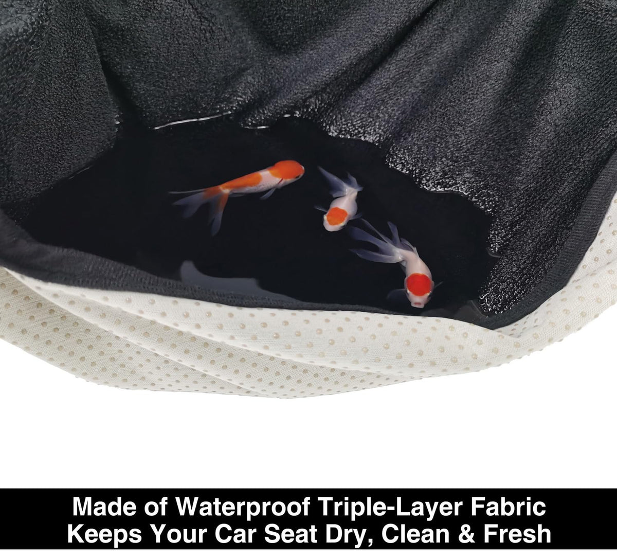 VSHIELD seat cover demonstrating seatbelt and airbag access