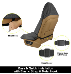 VSHIELD installed on front bucket seat protecting upholstery from sweat