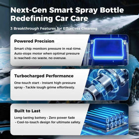 VSSOC sprayer applying thick foam to a car hood for easier dirt removal