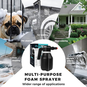 VSSOC cordless foam sprayer used in driveway for convenient mobile detailing