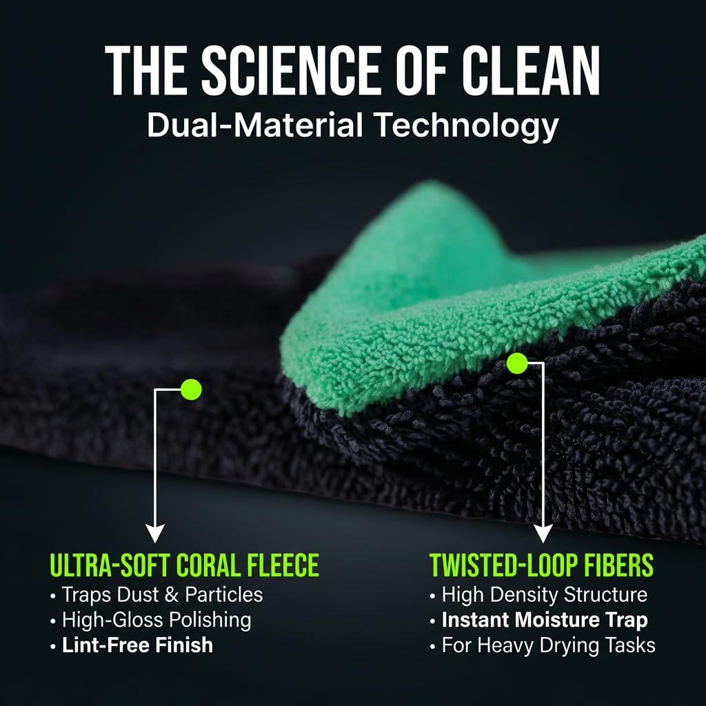 VSSOC towel drying a car hood in one pass for quicker finish and water-spot prevention