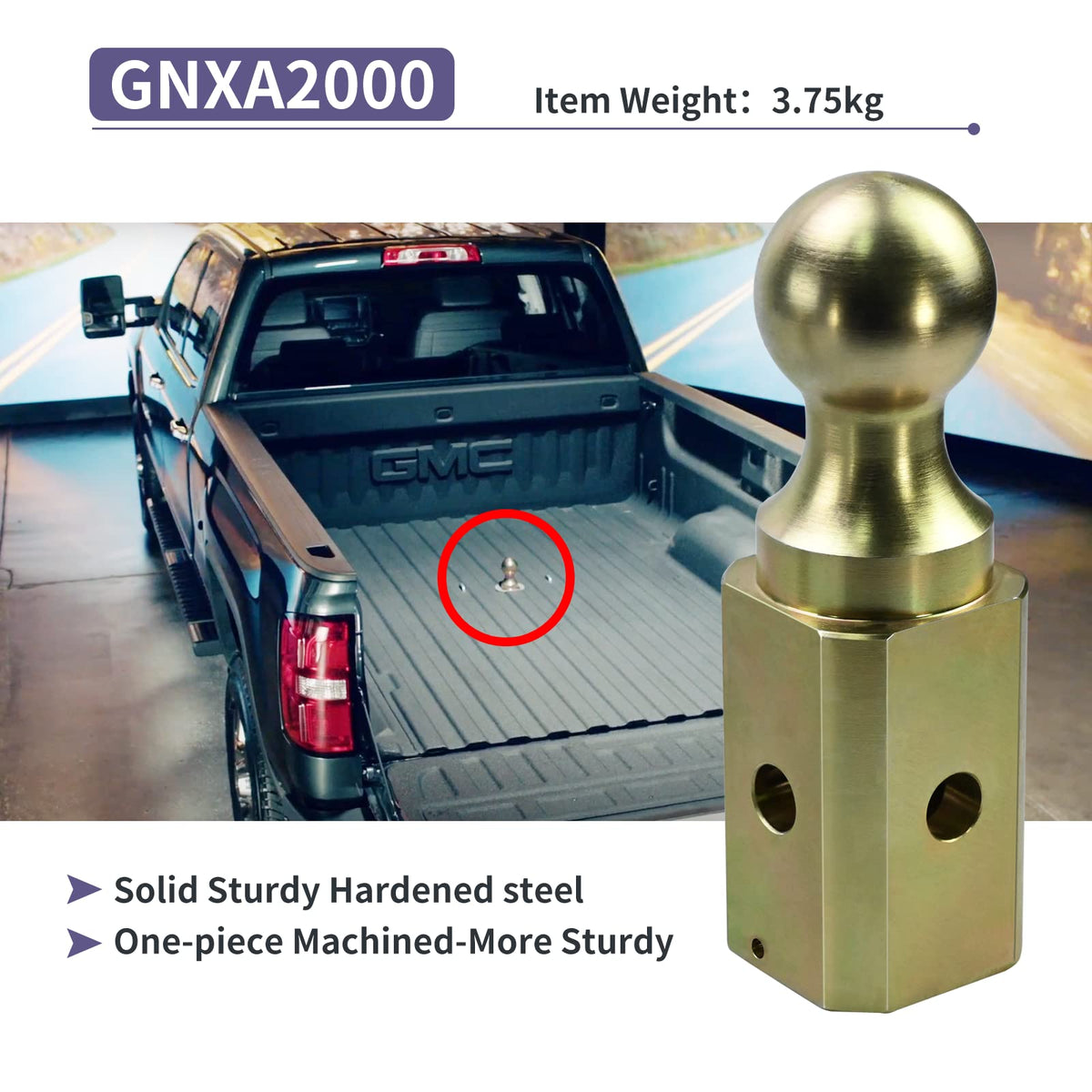 Vsttar GNXA2000 installed in a gooseneck hitch demonstrating secure compatibility