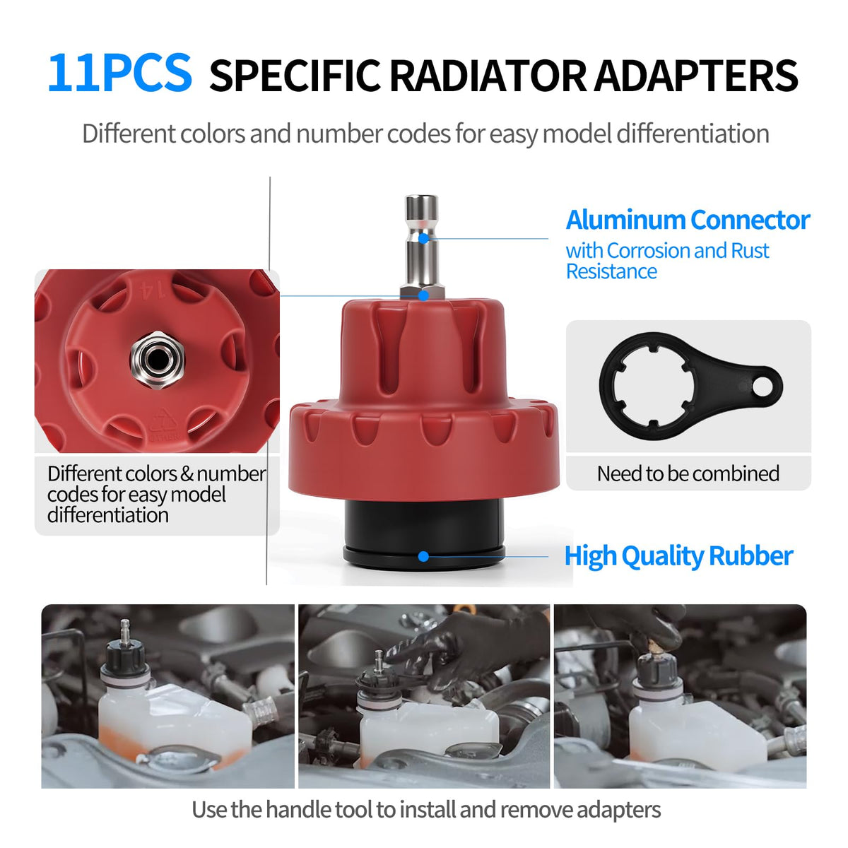 VTG VOGTEN color-coded radiator adapters spread for fast adapter selection
