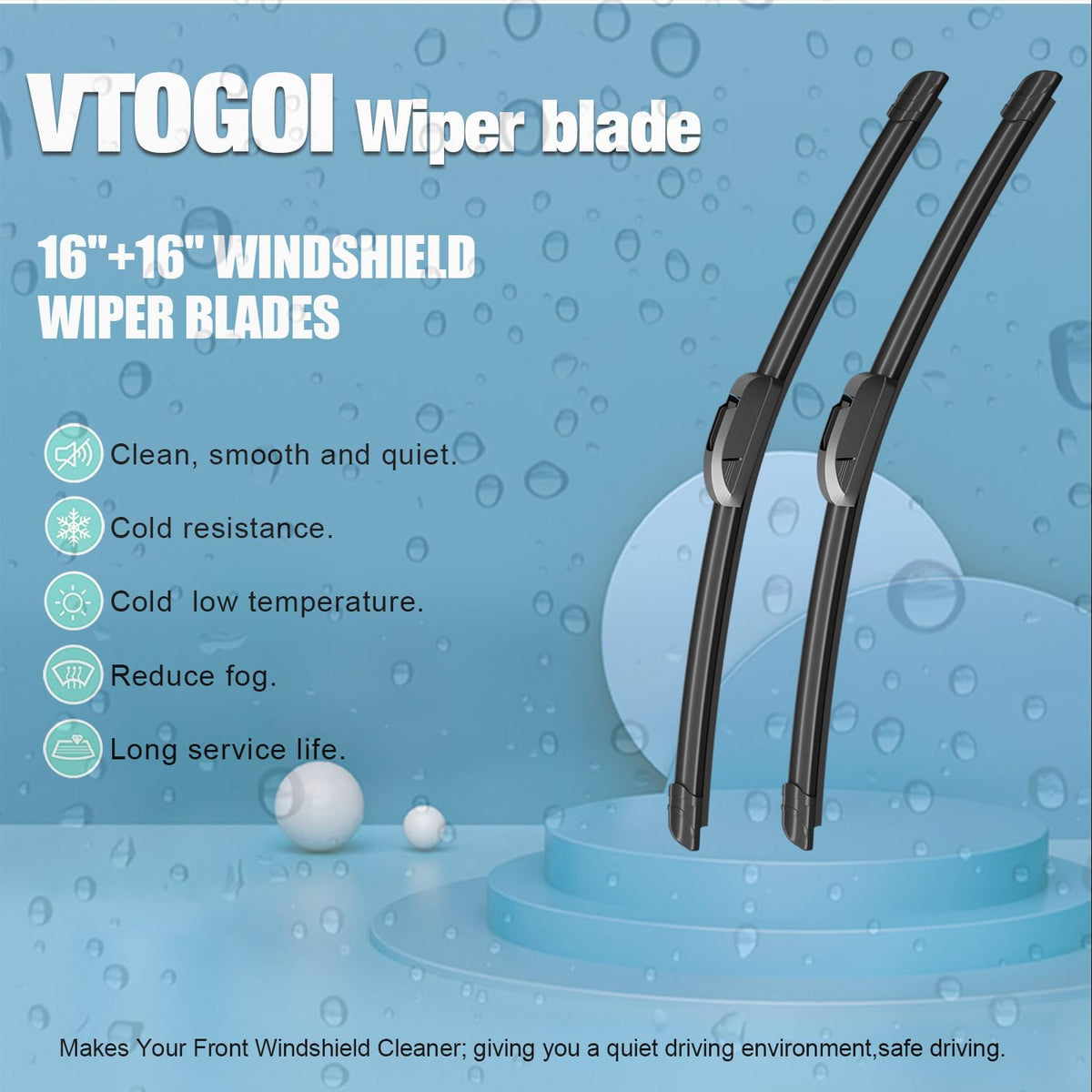 VTOGOI close-up of natural rubber edge for quiet, streak-free wiping