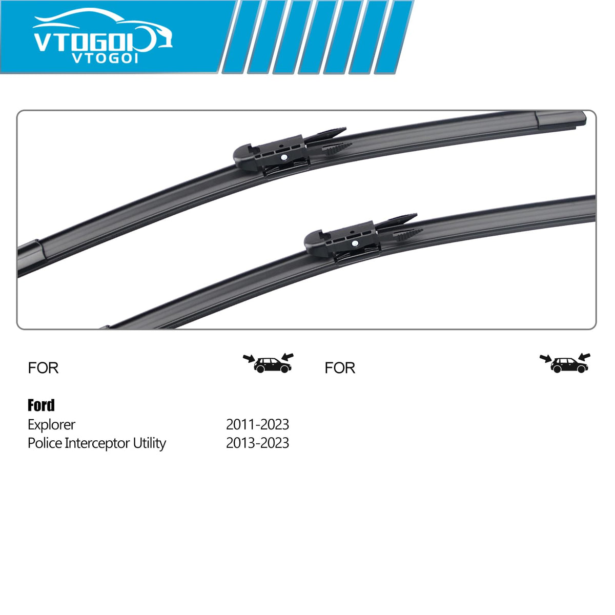 VTOGOI passenger 22 inch blade next to ruler showing accurate length fitment