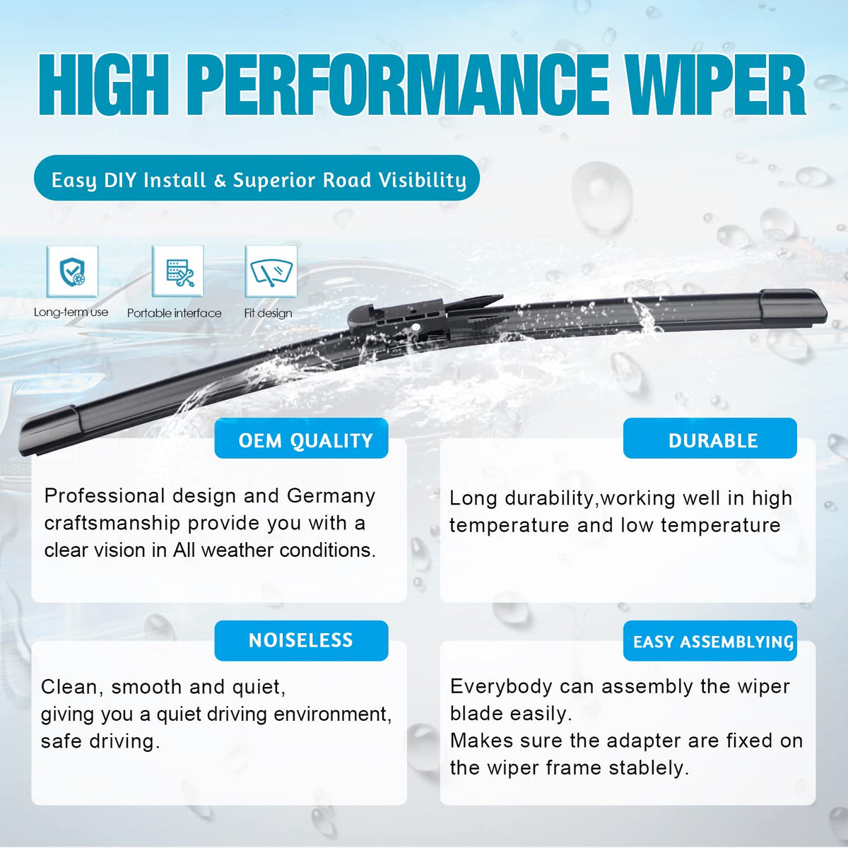 VTOGOI wipers installed on front windshield improving driver visibility
