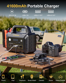 VTOMAN V-Truck Pro charging ports with 65W adapter for fast recharges