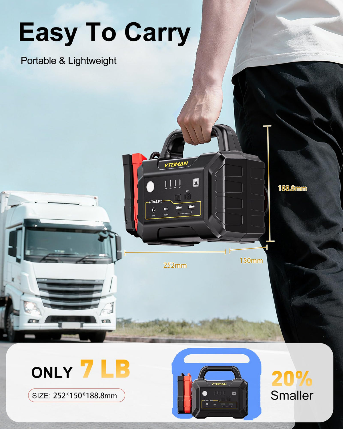 VTOMAN V-Truck Pro rugged shell detail demonstrating durable protection