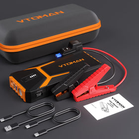 VTOMAN V10 Pro held in hand to show compact size and easy trunk storage for emergency preparedness