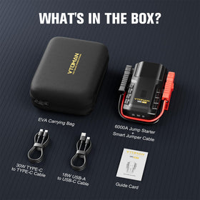 VTOMAN VL7 label and specs detail highlighting LiFePO4 battery longevity benefit