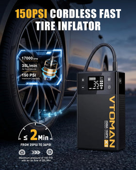 VTOMAN X1 air compressor nozzle and included adapter set for versatile inflation