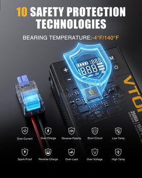 VTOMAN X1 USB ports with charging cables showing device charging convenience