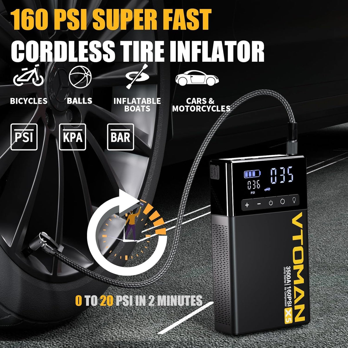 VTOMAN X5 jumper cables and clamps with reverse-polarity indicator benefit