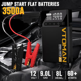 VTOMAN X5 smart screen close-up displaying battery and tire PSI