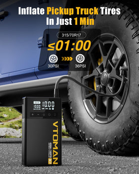 VTOMAN USB-C and USB-A ports plus display for fast charging and battery status