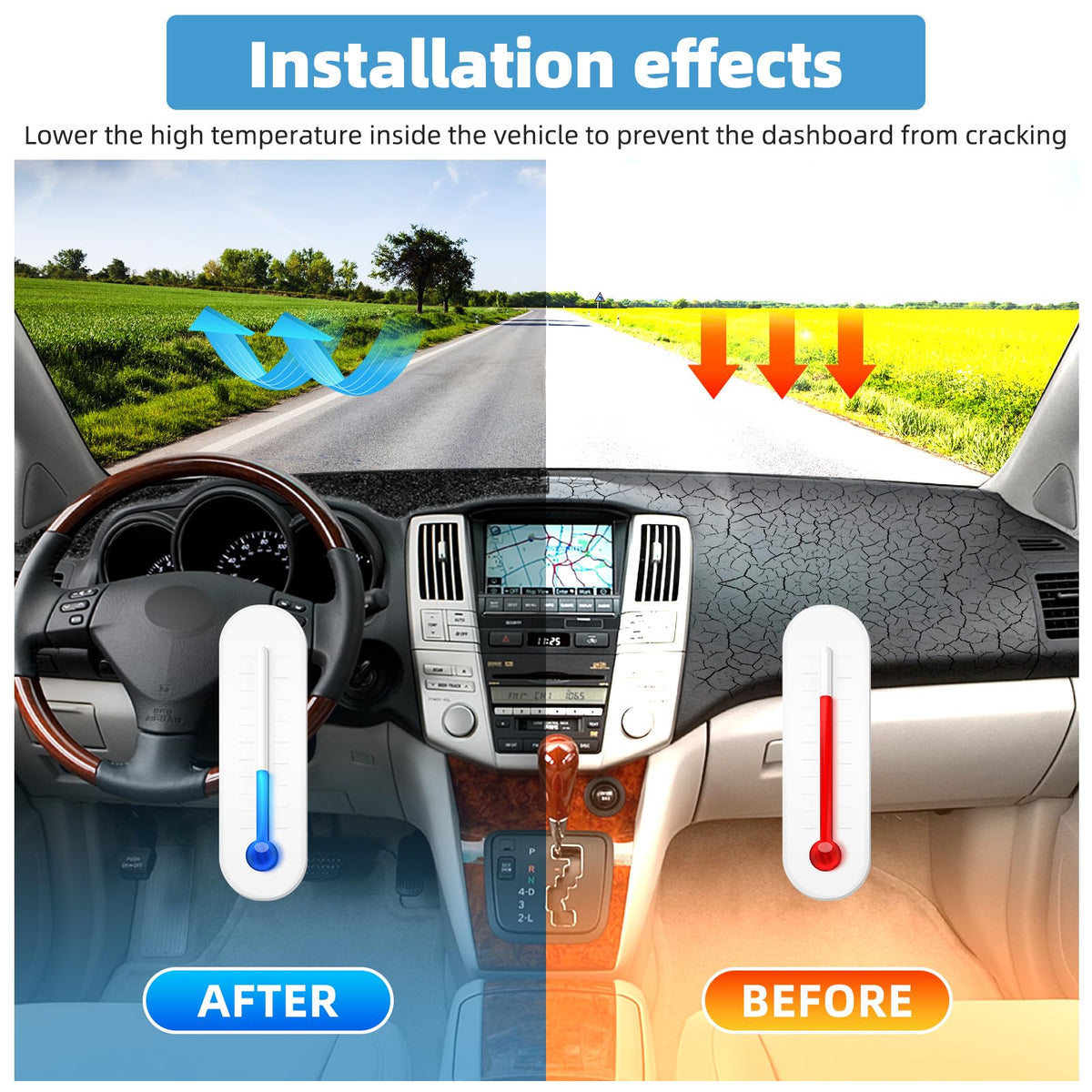 VTVWNM installed on Lexus RX interior demonstrating reduced windshield glare
