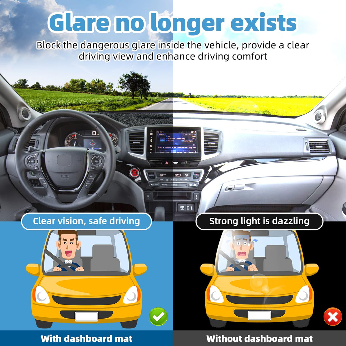 VTVWNM installed on Honda dashboard demonstrating improved visibility
