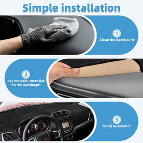 VTVWNM dash cover in sunlit car showing UV protection and cooler cabin