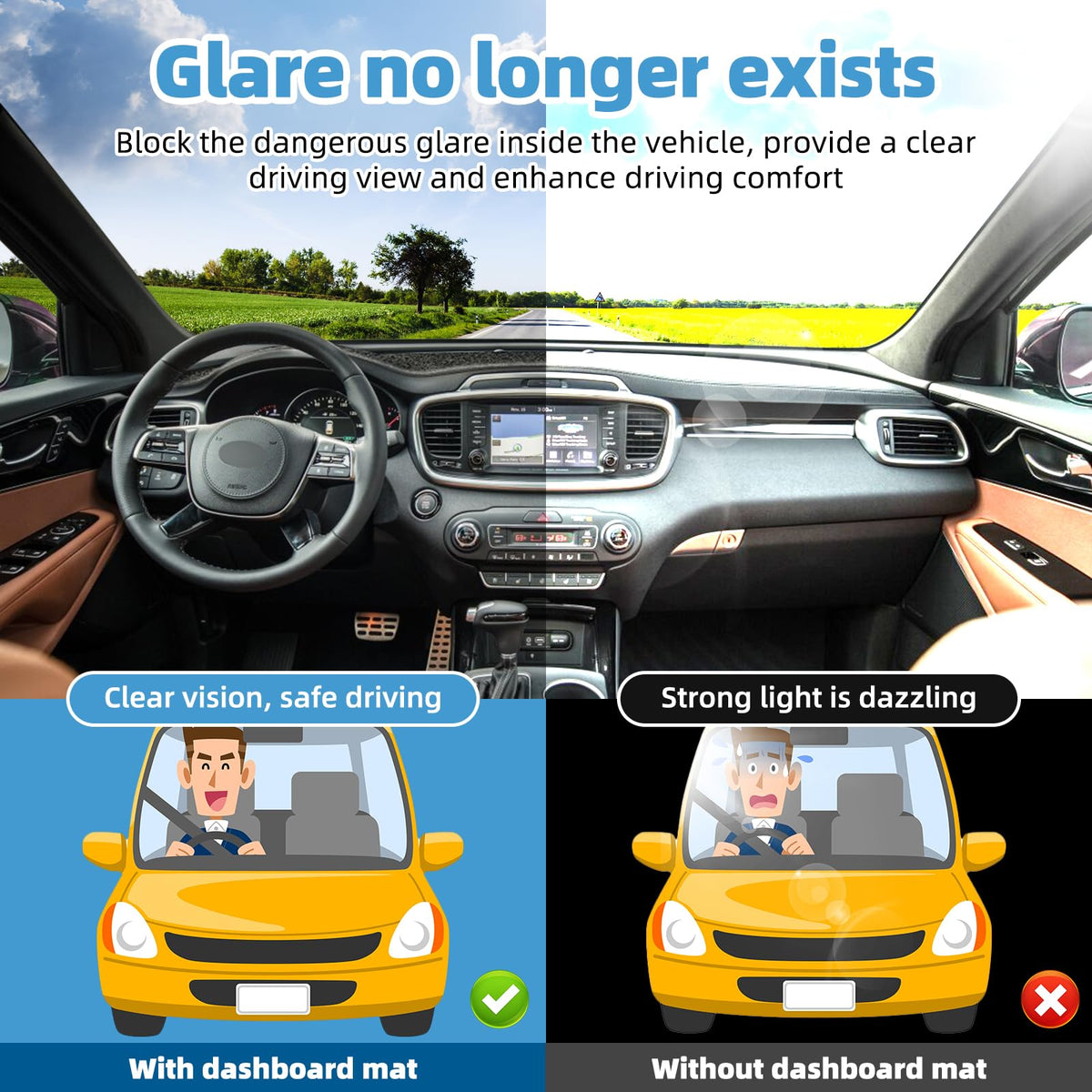VTVWNM dashboard cover placed in Sorento interior demonstrating easy no-tool installation