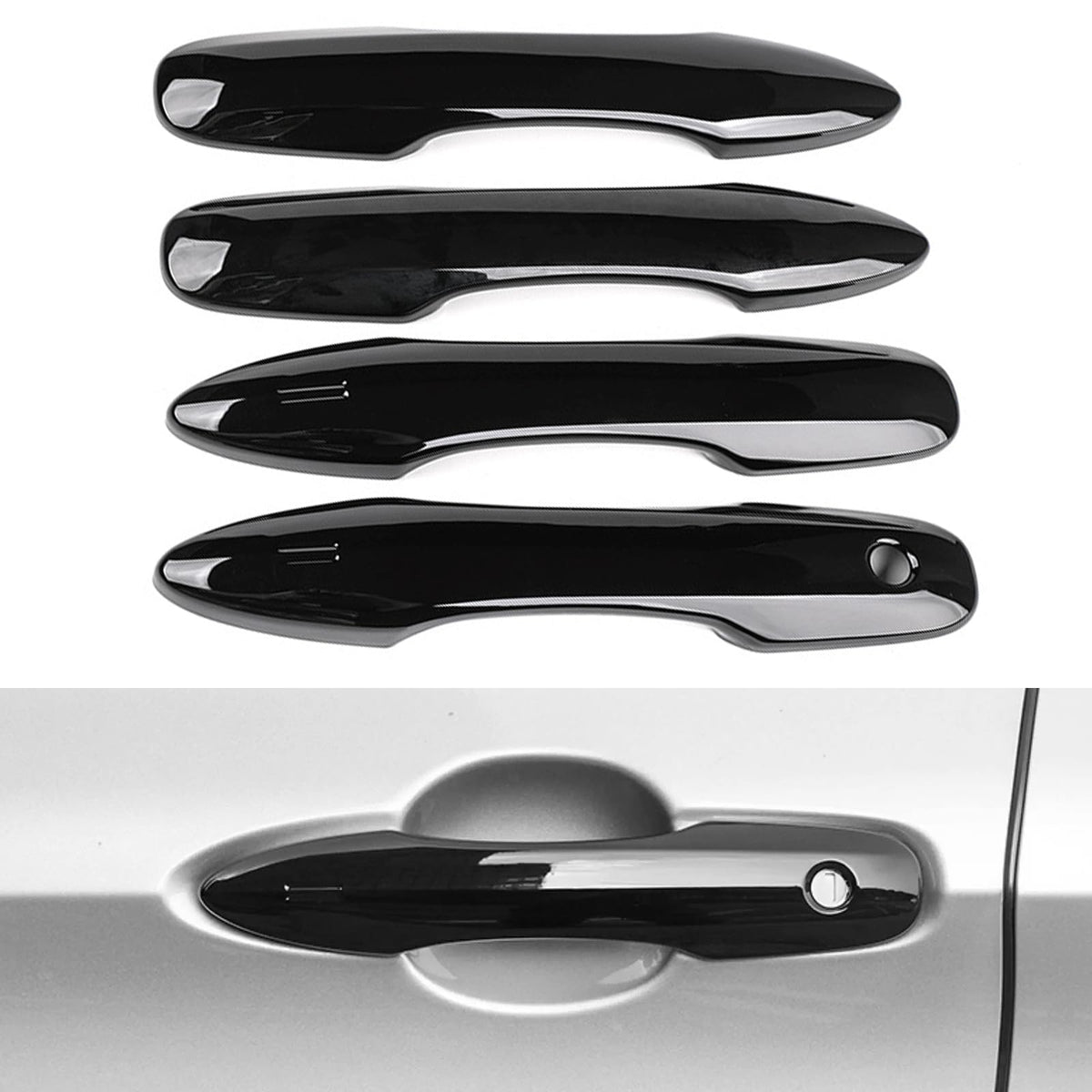 VTVWNM front view glossy black handle cover showing clean fit and upgraded look
