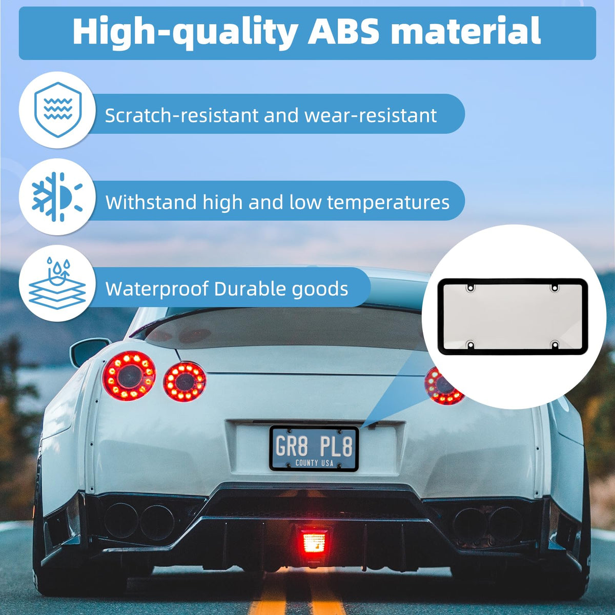 VTVWNM protector on rear plate of sedan showing weather protection