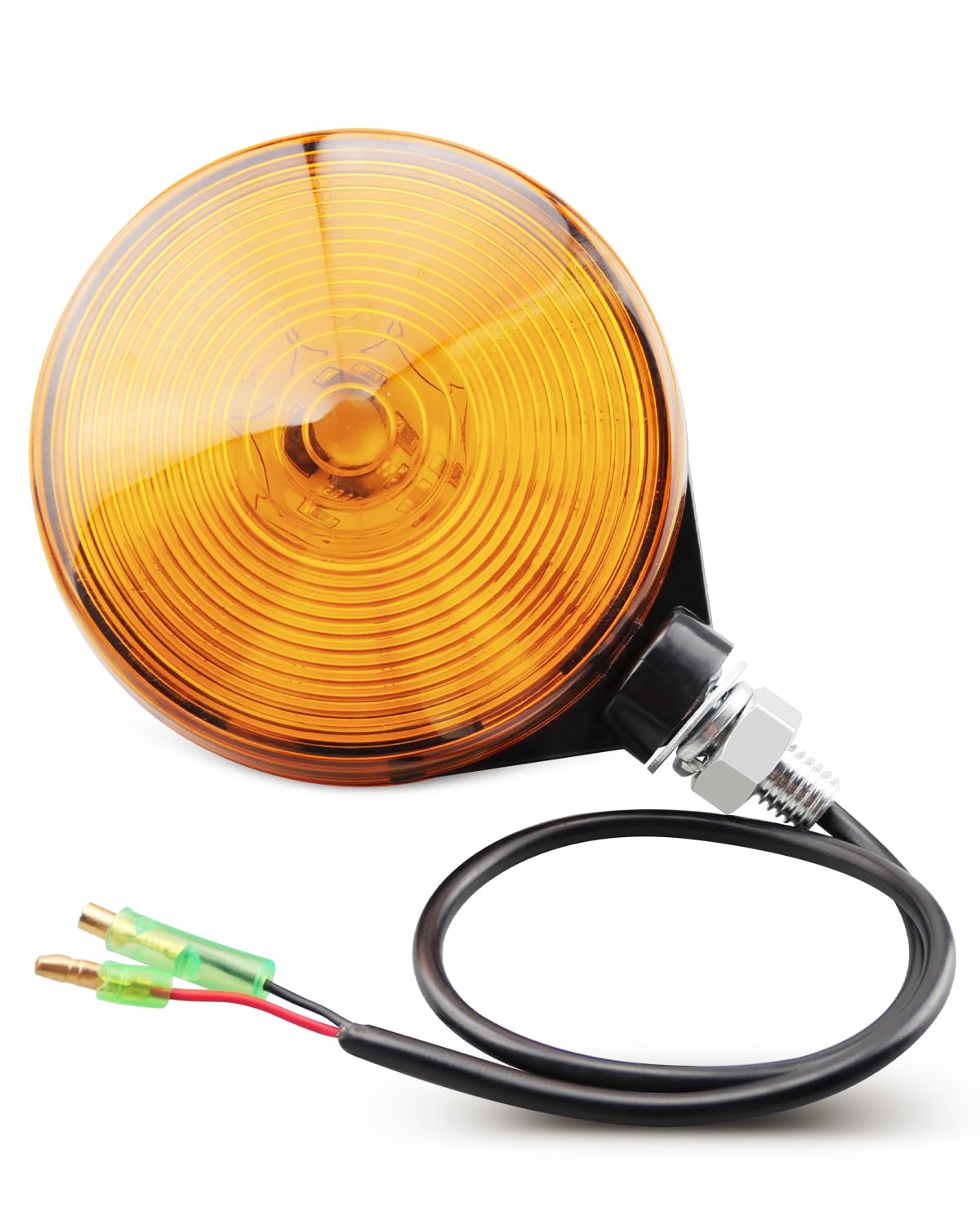 Vudajuley front assembly showing amber lens and durable housing for clear signaling