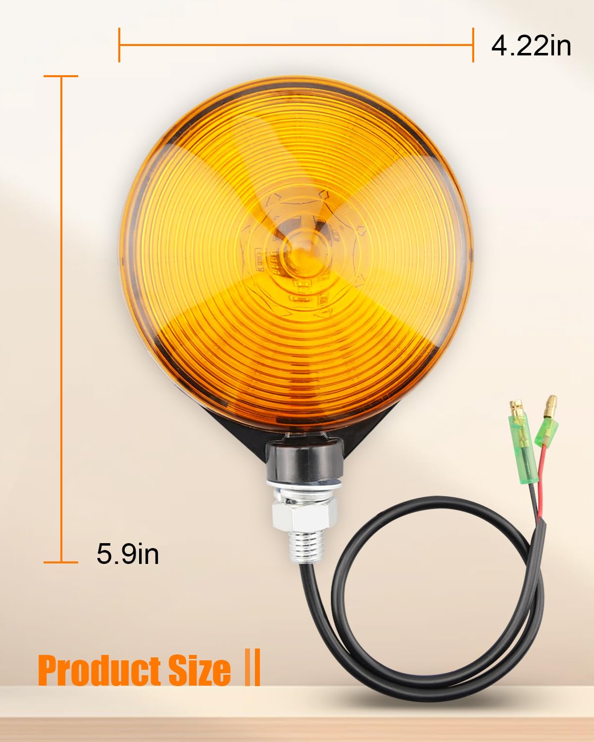 Vudajuley hazard light beside ruler showing compact size for accurate fit