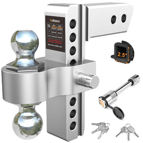 vullteeon front view drop hitch showing finished shank and dual balls, durable towing