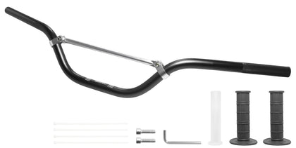 VUOZIP handlebar front view showing full mid-rise kit and black anodized finish, durable upgrade