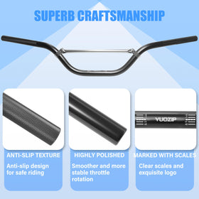 VUOZIP anti-slip rubber grips and throttle sleeve displayed, added comfort and control