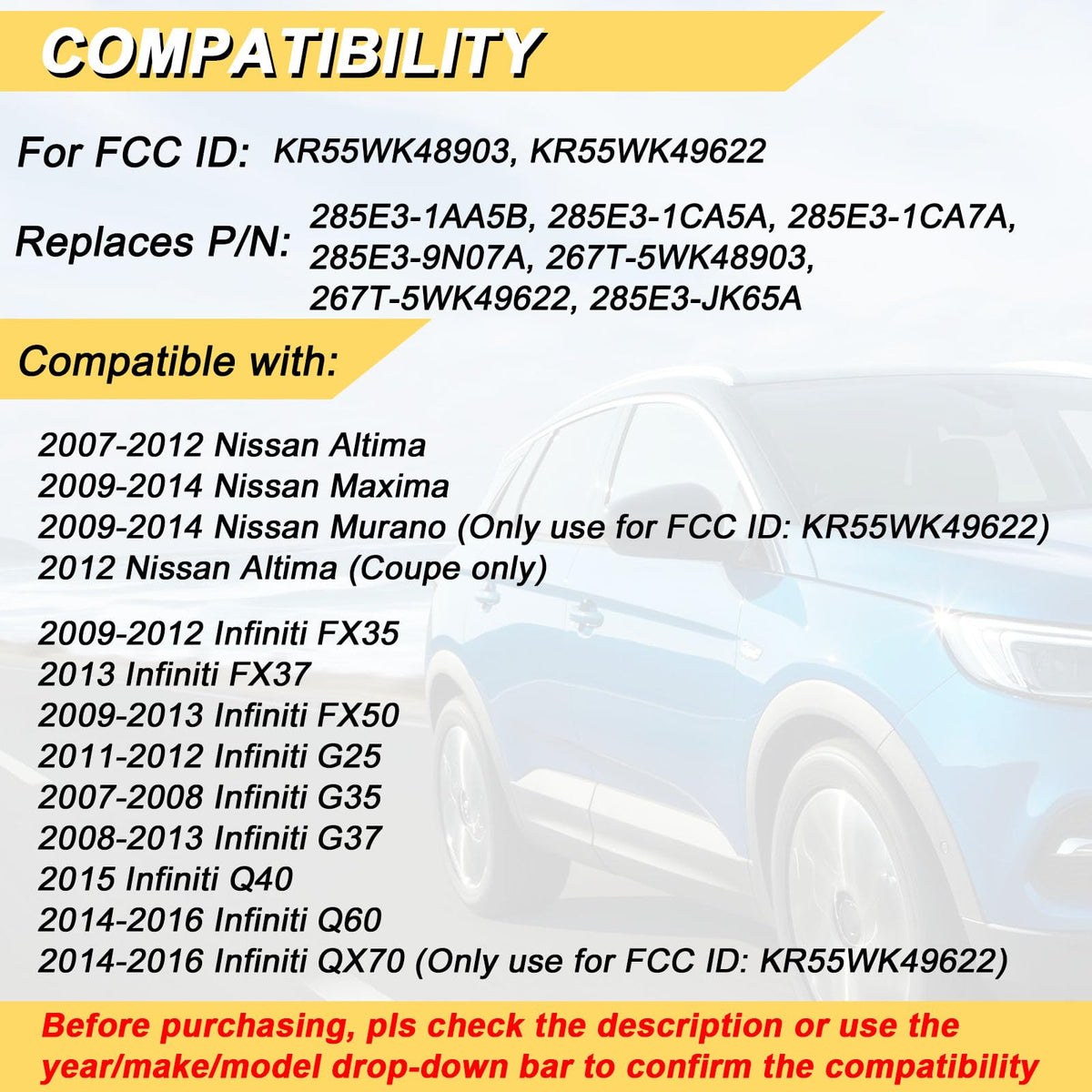 Vurkcy back case showing part numbers for easy compatibility check