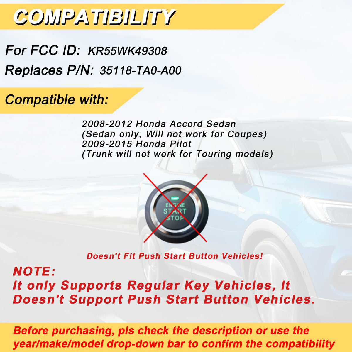 Vurkcy rear showing part numbers KR55WK49308 35118-TA0-A00 for easy verification