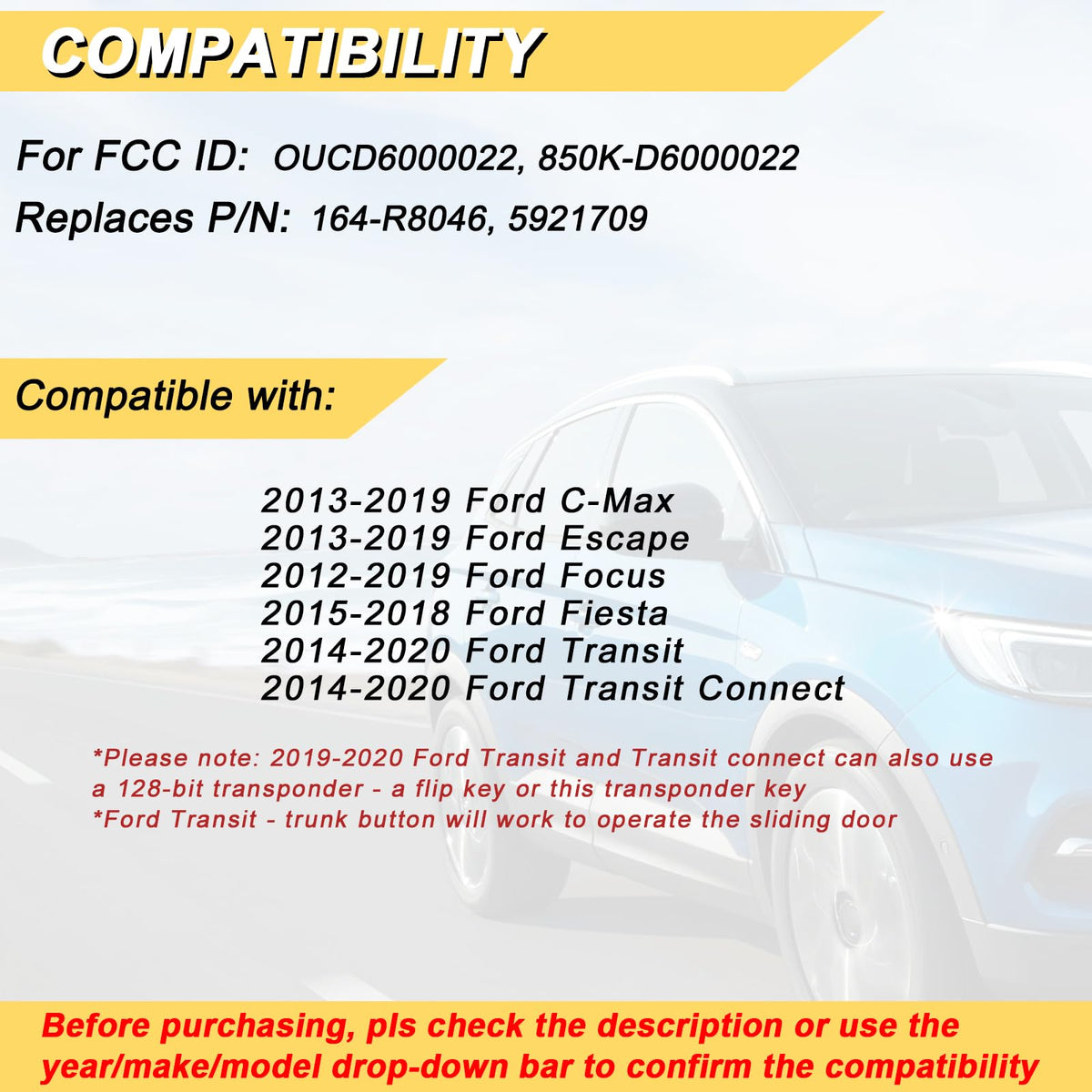 Vurkcy back label showing FCC ID for easy compatibility check benefit
