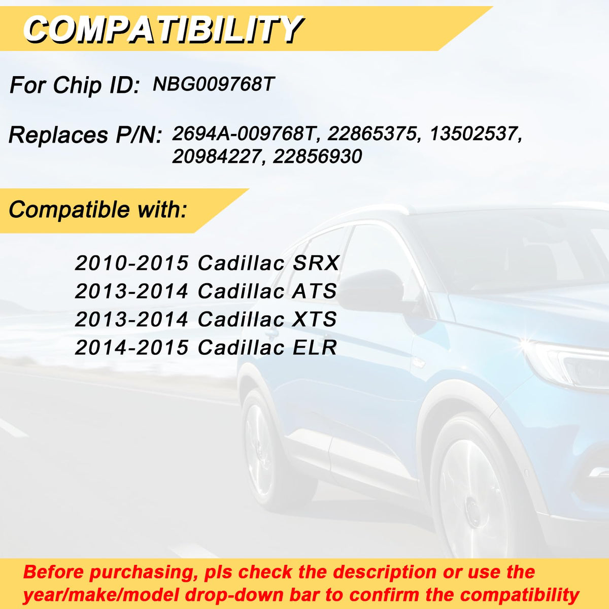 Vurkcy rear label showing FCC ID and 315 MHz frequency for accurate vehicle compatibility