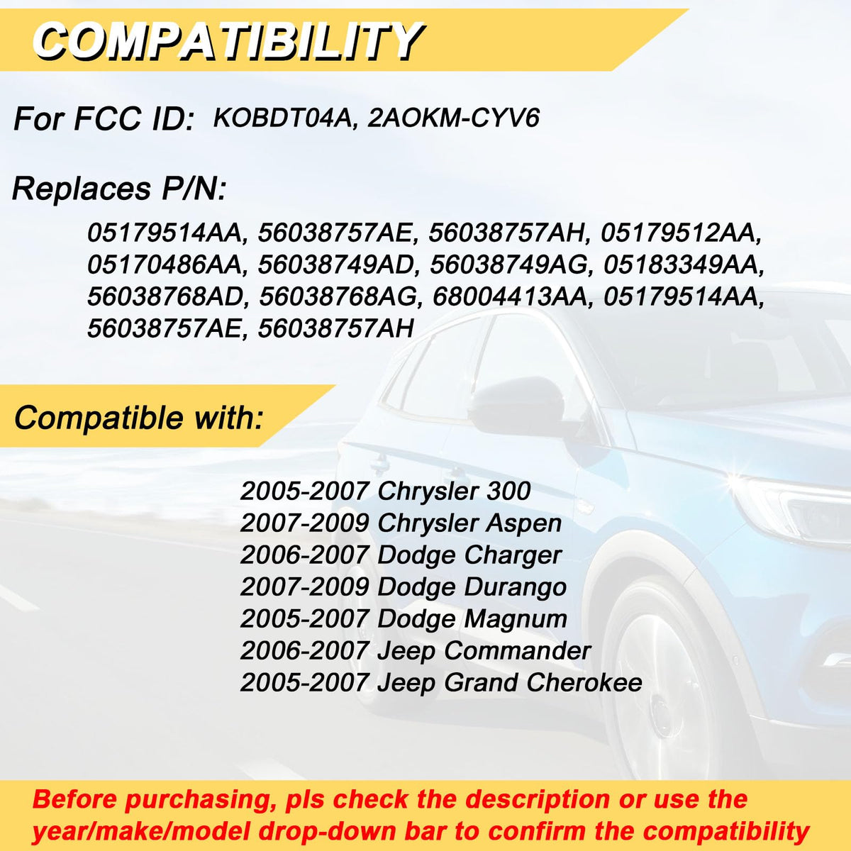 Vurkcy back label visible with FCC ID and frequency for fitment clarity