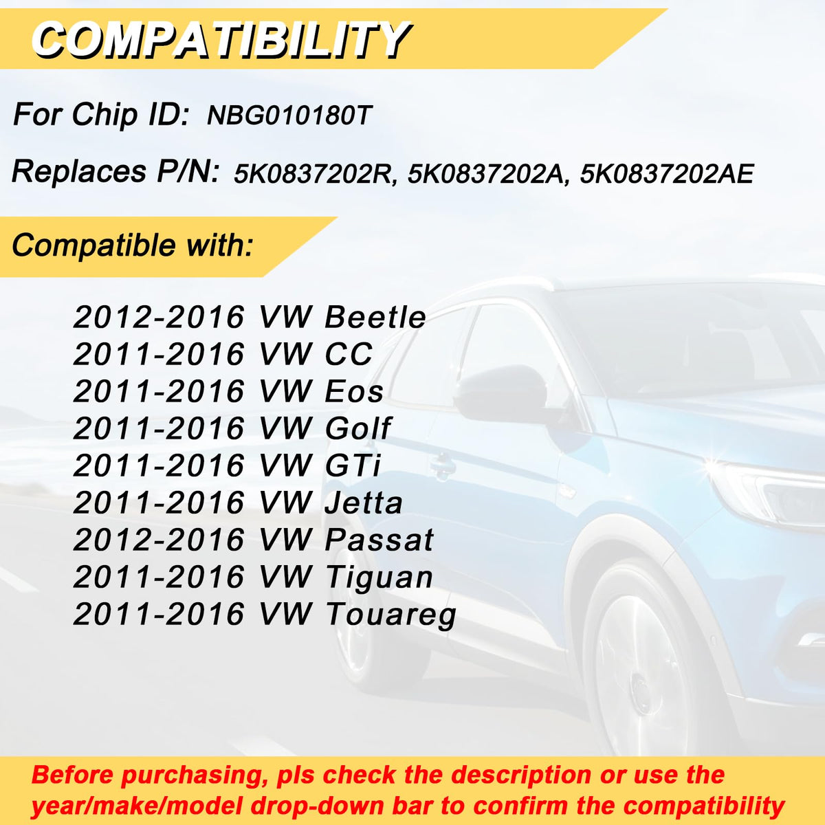 Vurkcy rear label closeup displaying part numbers and FCC ID for verification
