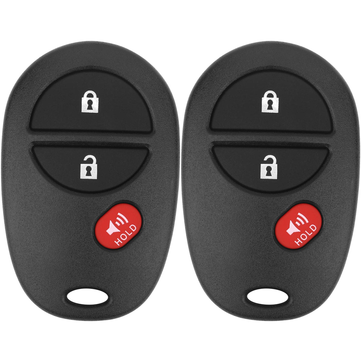 Vurkcy front view of two 3-button key fobs showing ready replacement benefits