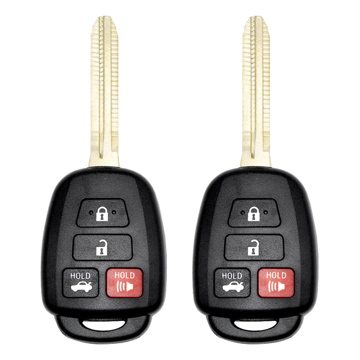 Vurkcy front view of two fobs showing ergonomic shape and correct buttons