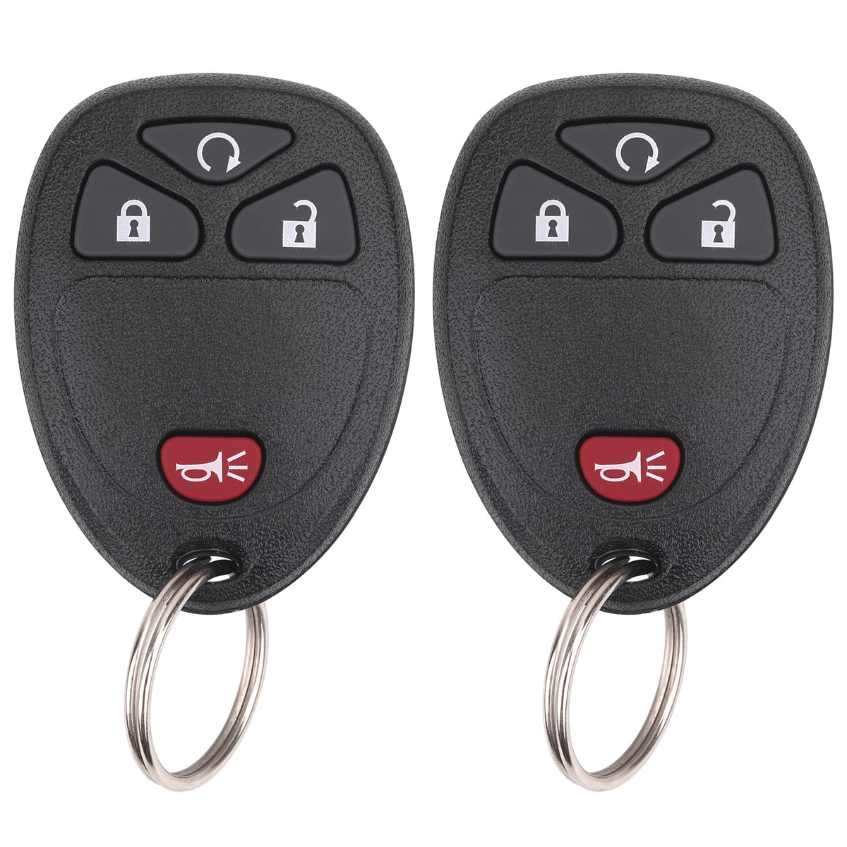 vurkcy front view of two replacement fobs showing buttons and brand for easy replacement