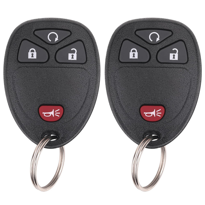 vurkcy front view of two replacement fobs showing buttons and brand for easy replacement