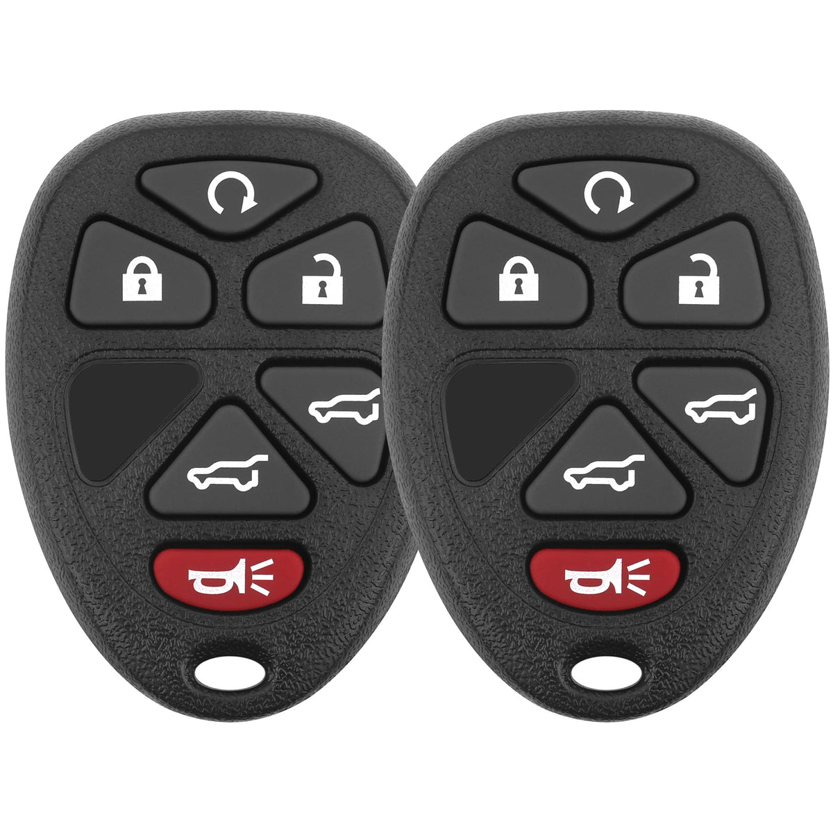 Vurkcy front view of two replacement key fobs showing ready-to-program convenience