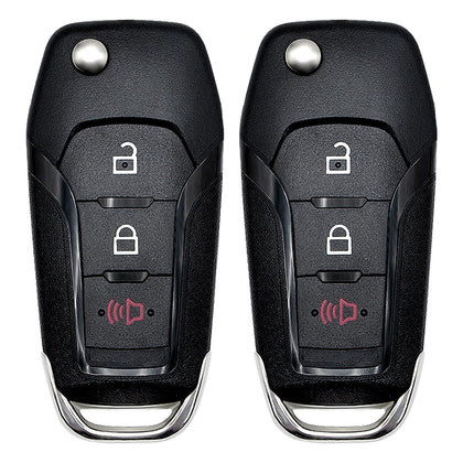 Vurkcy front view of three-button replacement key fob showing clear buttons and branding, quick identification benefit