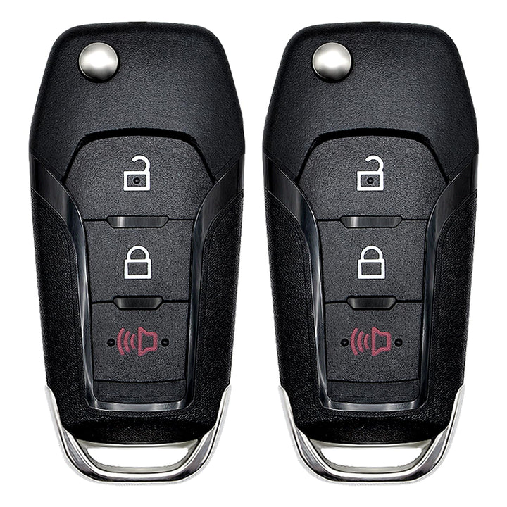 Vurkcy front view of three-button replacement key fob showing clear buttons and branding, quick identification benefit
