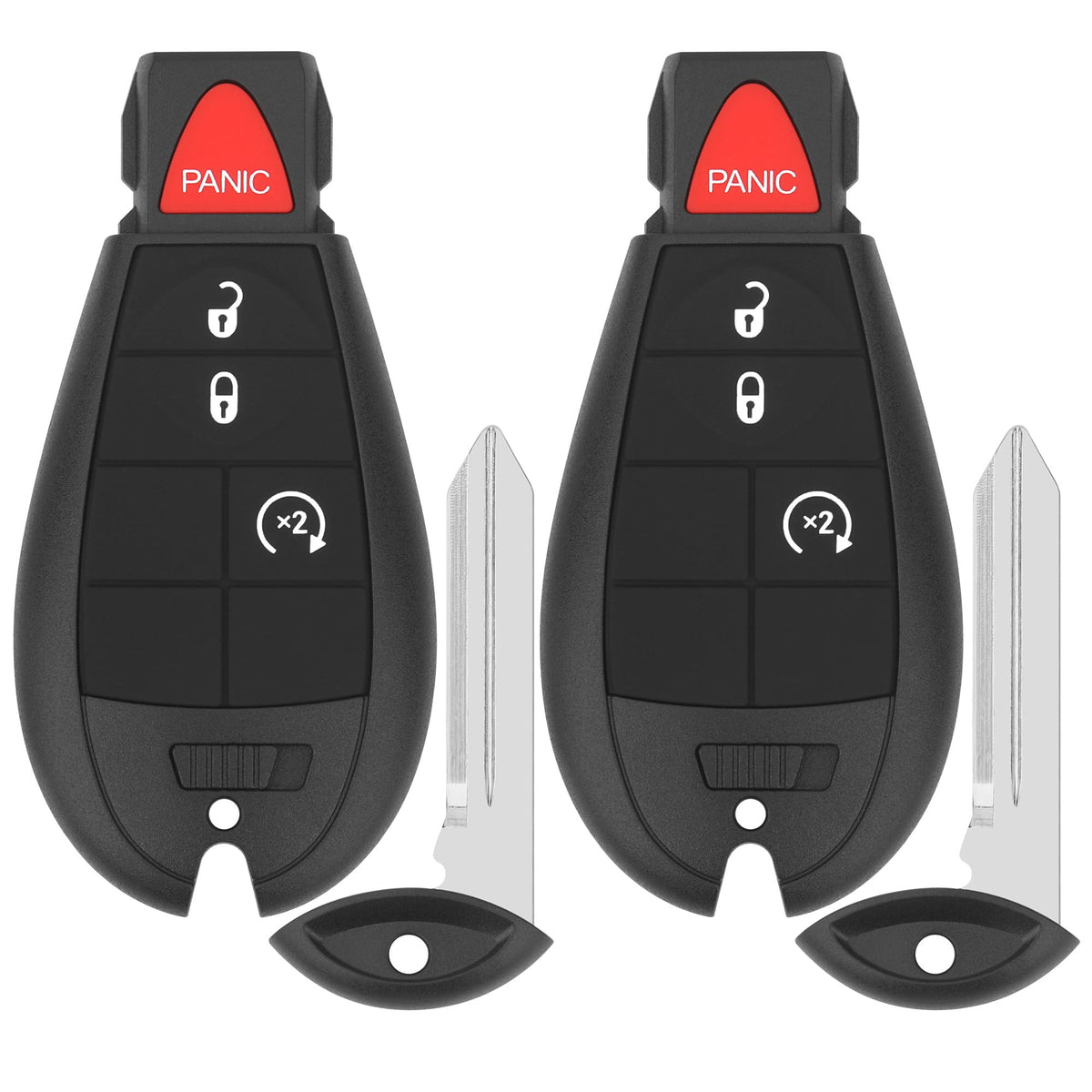 Vurkcy front view key fobs showing button layout and clean finish for easy use